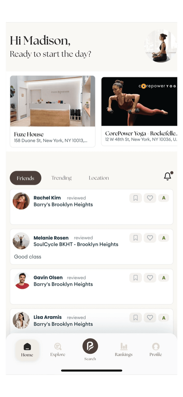 The Ponder app home screen